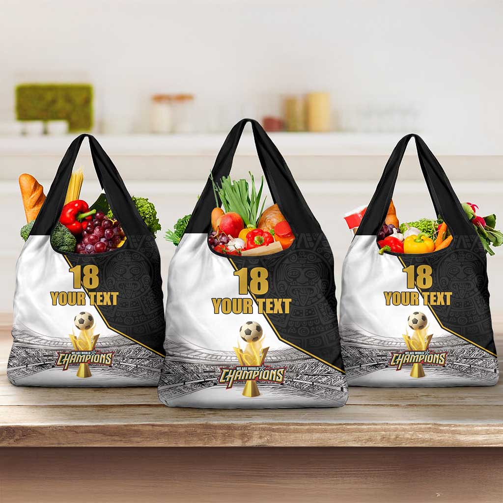 Custom Mexico Football Champion Grocery Bag Aztec Pattern - Wonder Print Shop