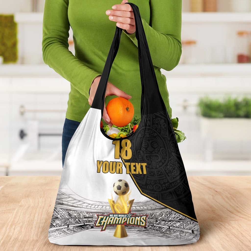 Custom Mexico Football Champion Grocery Bag Aztec Pattern - Wonder Print Shop