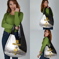 Custom Mexico Football Champion Grocery Bag Aztec Pattern - Wonder Print Shop