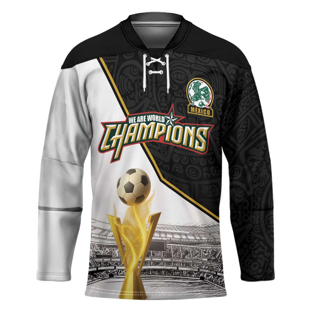 Custom Mexico Football Champion Hockey Jersey Aztec Pattern - Wonder Print Shop