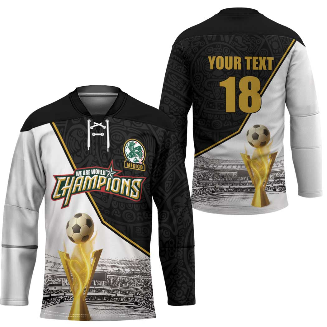Custom Mexico Football Champion Hockey Jersey Aztec Pattern - Wonder Print Shop