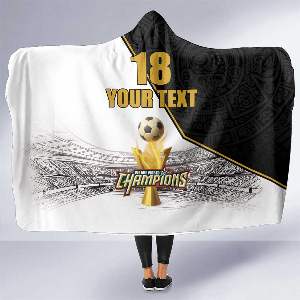 Custom Mexico Football Champion Hooded Blanket Aztec Pattern - Wonder Print Shop
