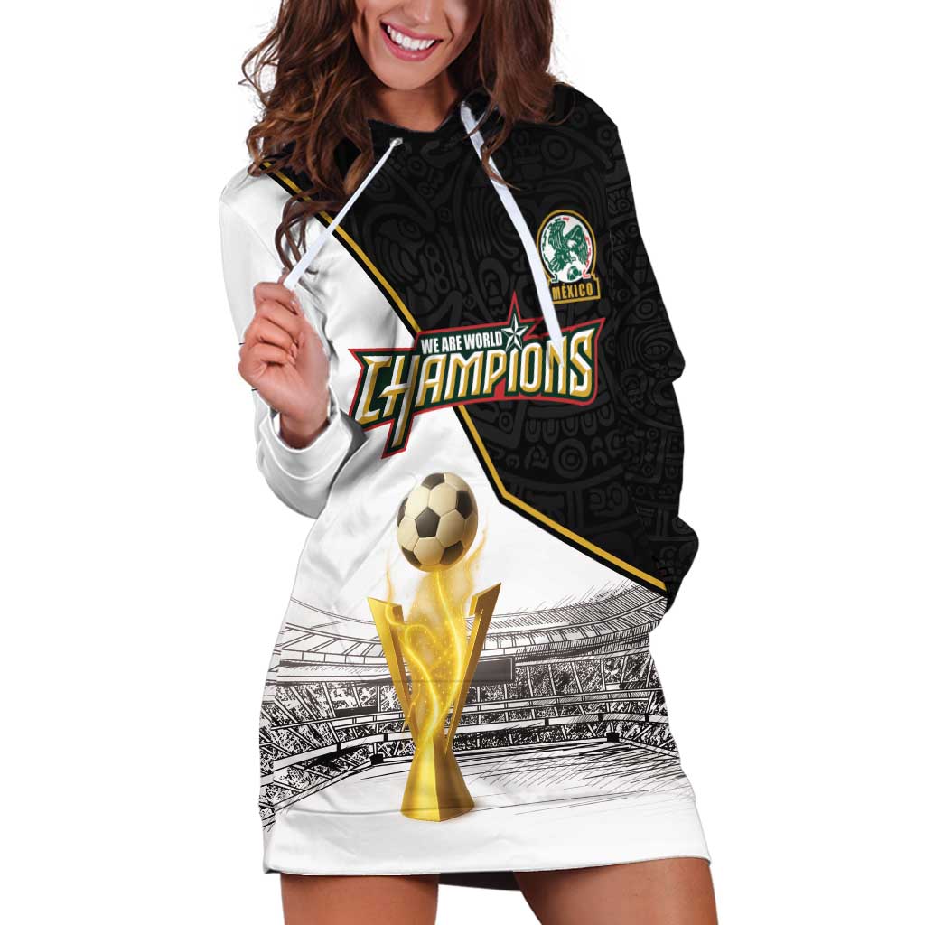 Custom Mexico Football Champion Hoodie Dress Aztec Pattern - Wonder Print Shop