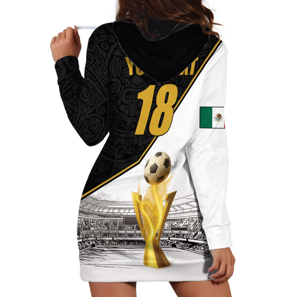 Custom Mexico Football Champion Hoodie Dress Aztec Pattern - Wonder Print Shop