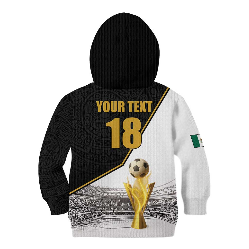 Custom Mexico Football Champion Kid Hoodie Aztec Pattern - Wonder Print Shop