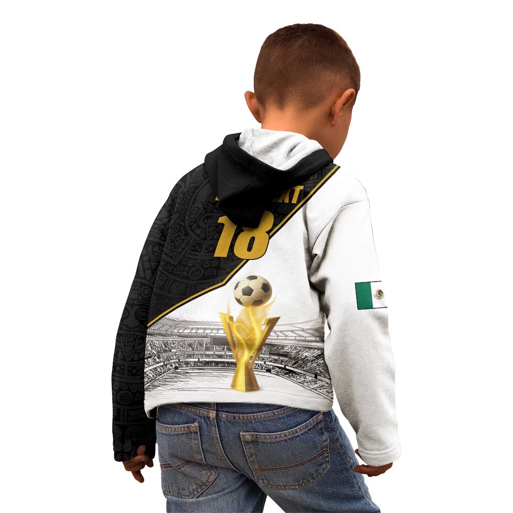 Custom Mexico Football Champion Kid Hoodie Aztec Pattern - Wonder Print Shop
