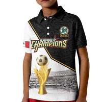 Custom Mexico Football Champion Kid Polo Shirt Aztec Pattern - Wonder Print Shop