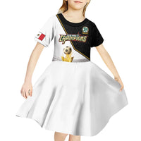 Custom Mexico Football Champion Kid Short Sleeve Dress Aztec Pattern - Wonder Print Shop