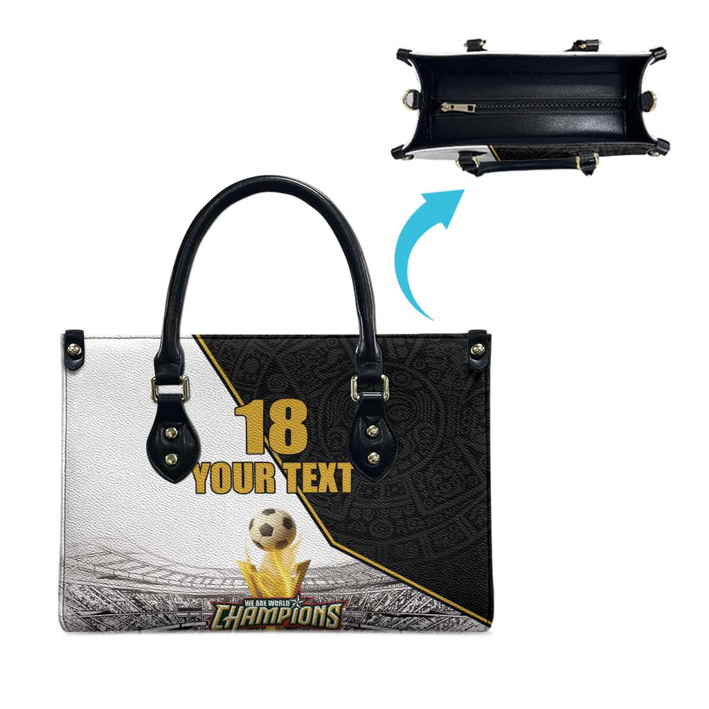 Custom Mexico Football Champion Leather Bag Aztec Pattern - Wonder Print Shop