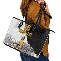 Custom Mexico Football Champion Leather Tote Bag Aztec Pattern - Wonder Print Shop