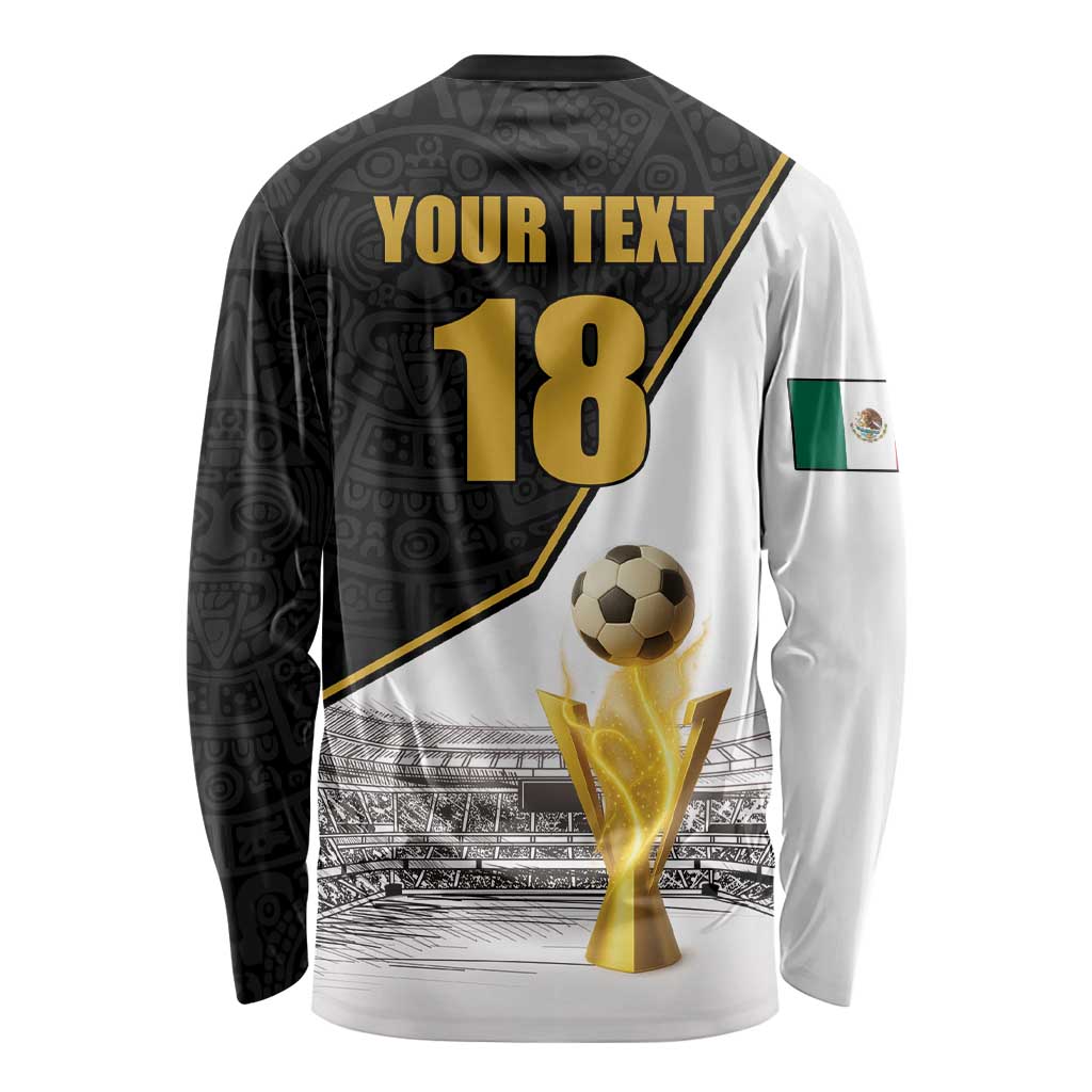 Custom Mexico Football Champion Long Sleeve Shirt Aztec Pattern - Wonder Print Shop