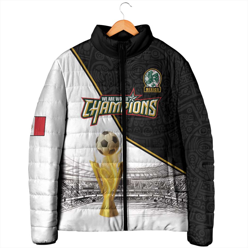 Custom Mexico Football Champion Padded Jacket Aztec Pattern - Wonder Print Shop