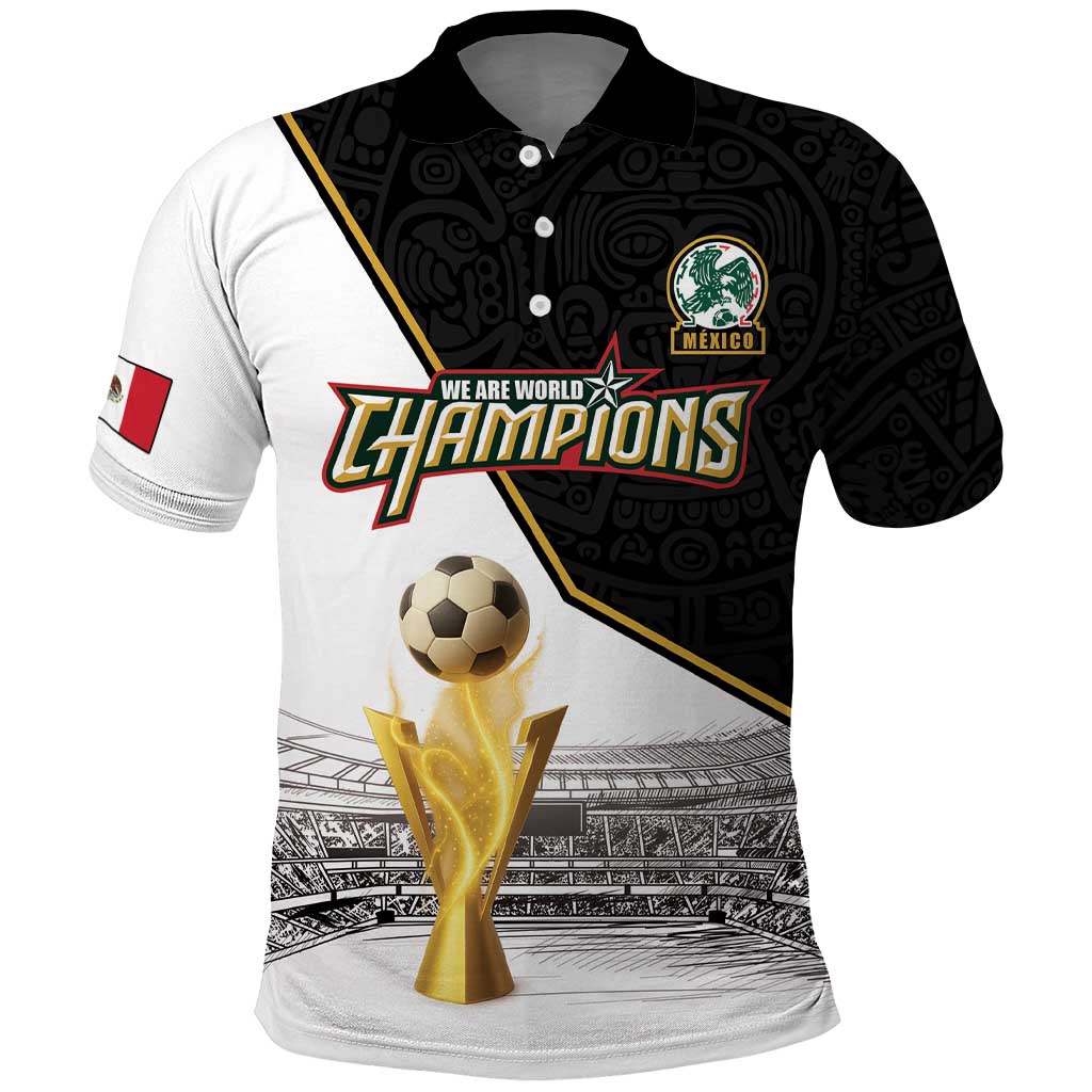 Custom Mexico Football Champion Polo Shirt Aztec Pattern - Wonder Print Shop