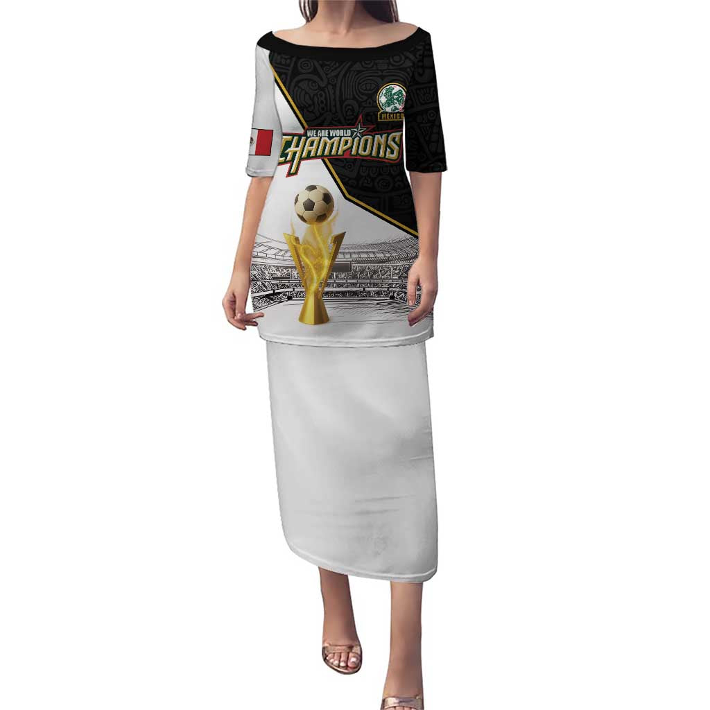Custom Mexico Football Champion Puletasi Aztec Pattern - Wonder Print Shop
