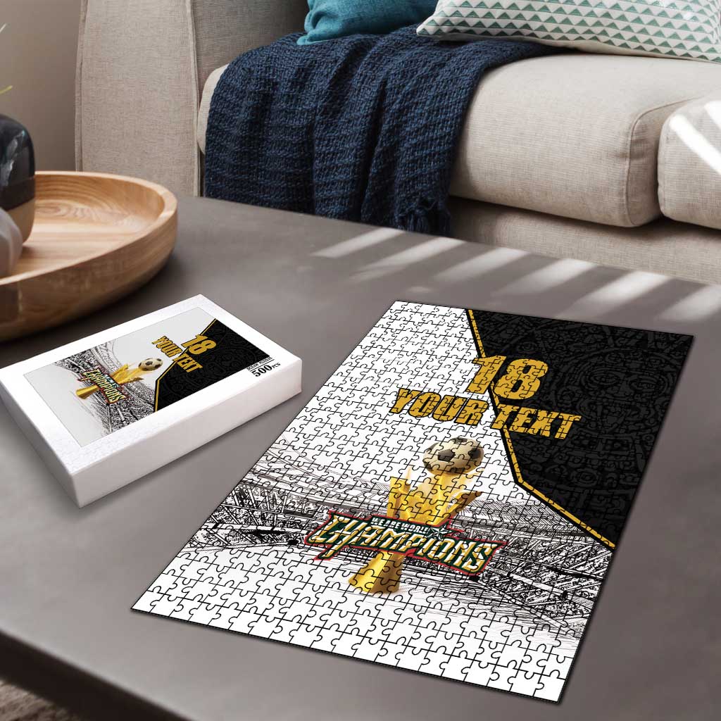 Custom Mexico Football Champion Puzzle Aztec Pattern - Wonder Print Shop