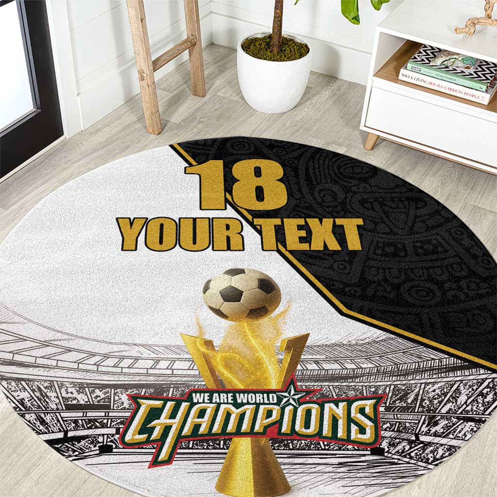 Custom Mexico Football Champion Round Carpet Aztec Pattern - Wonder Print Shop