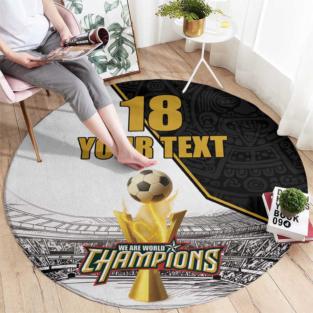 Custom Mexico Football Champion Round Carpet Aztec Pattern - Wonder Print Shop