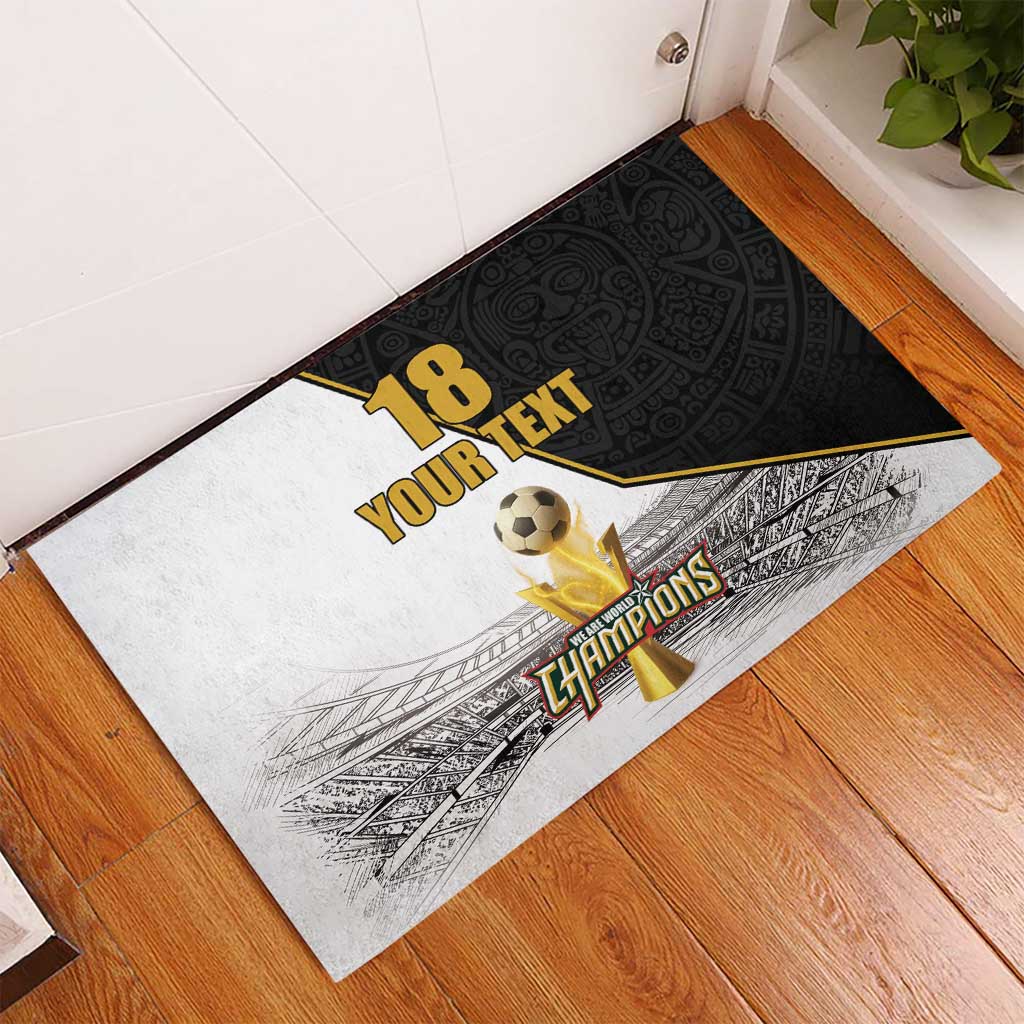 Custom Mexico Football Champion Rubber Doormat Aztec Pattern - Wonder Print Shop