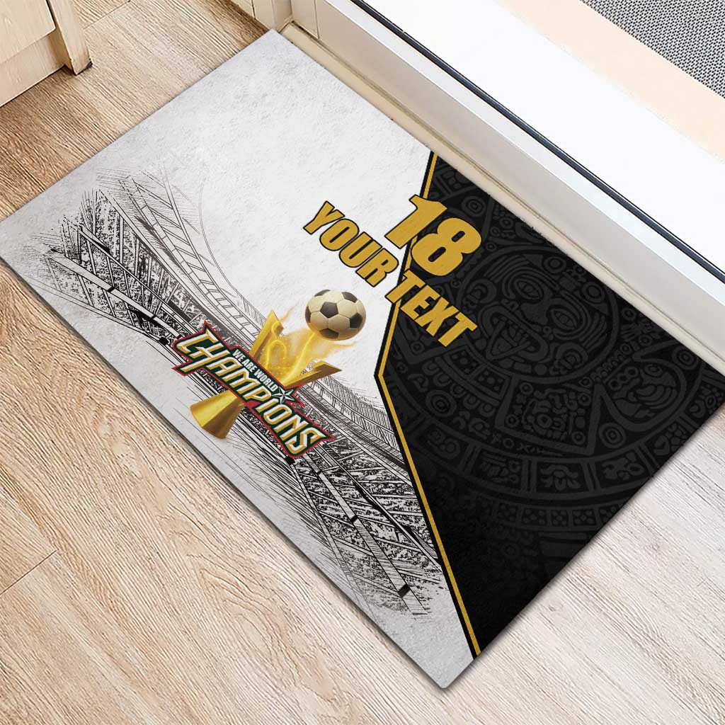 Custom Mexico Football Champion Rubber Doormat Aztec Pattern - Wonder Print Shop