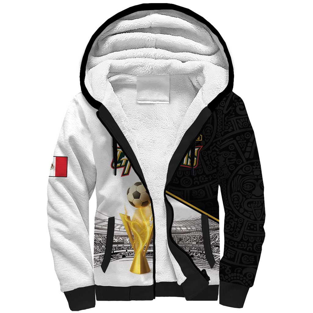 Custom Mexico Football Champion Sherpa Hoodie Aztec Pattern - Wonder Print Shop
