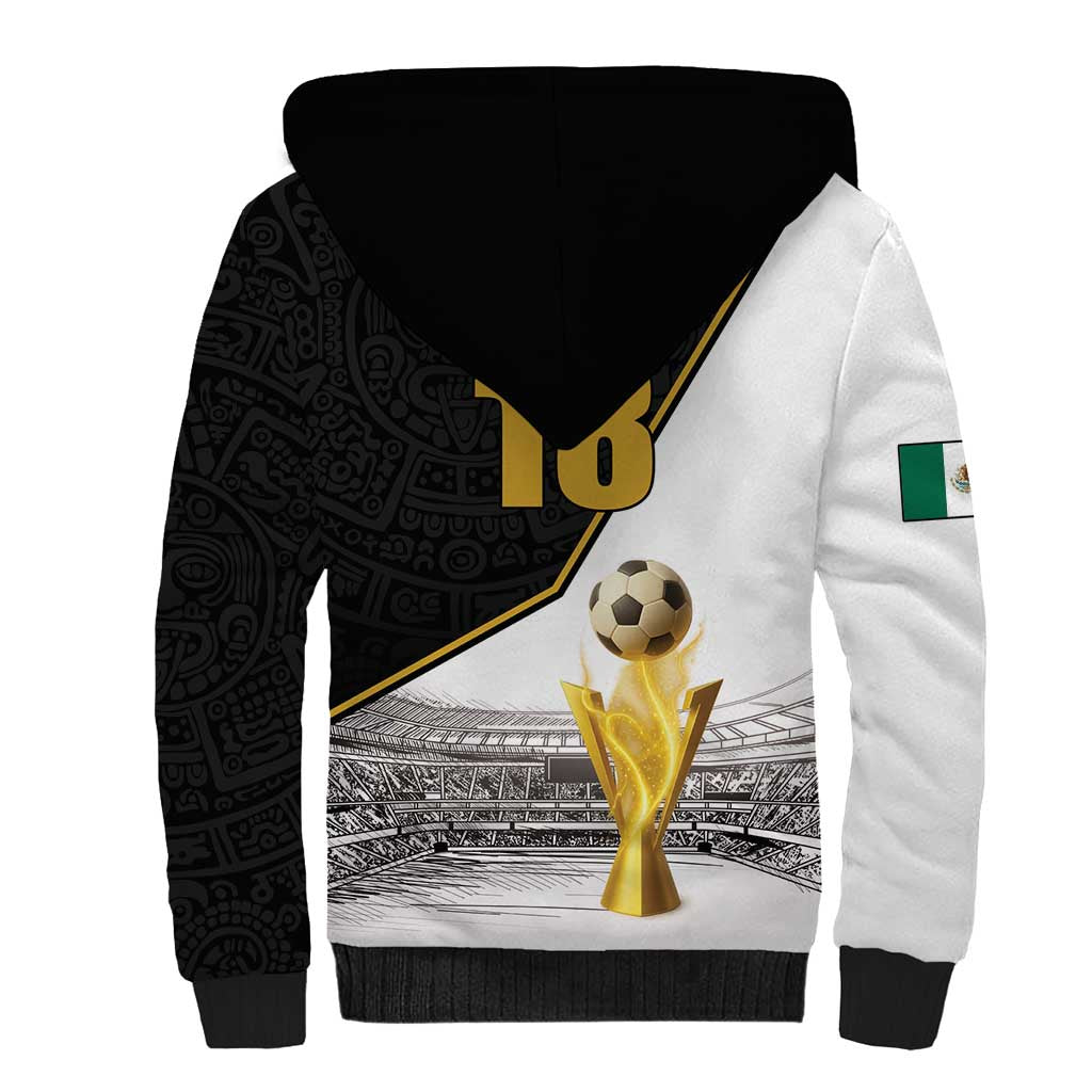 Custom Mexico Football Champion Sherpa Hoodie Aztec Pattern - Wonder Print Shop
