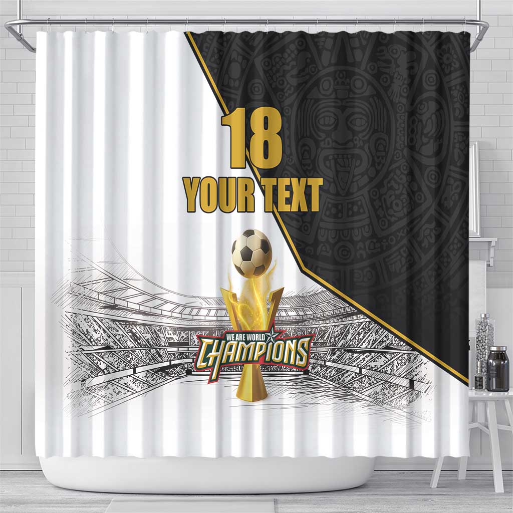 Custom Mexico Football Champion Shower Curtain Aztec Pattern - Wonder Print Shop