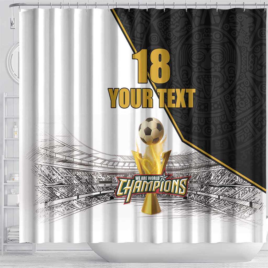Custom Mexico Football Champion Shower Curtain Aztec Pattern - Wonder Print Shop