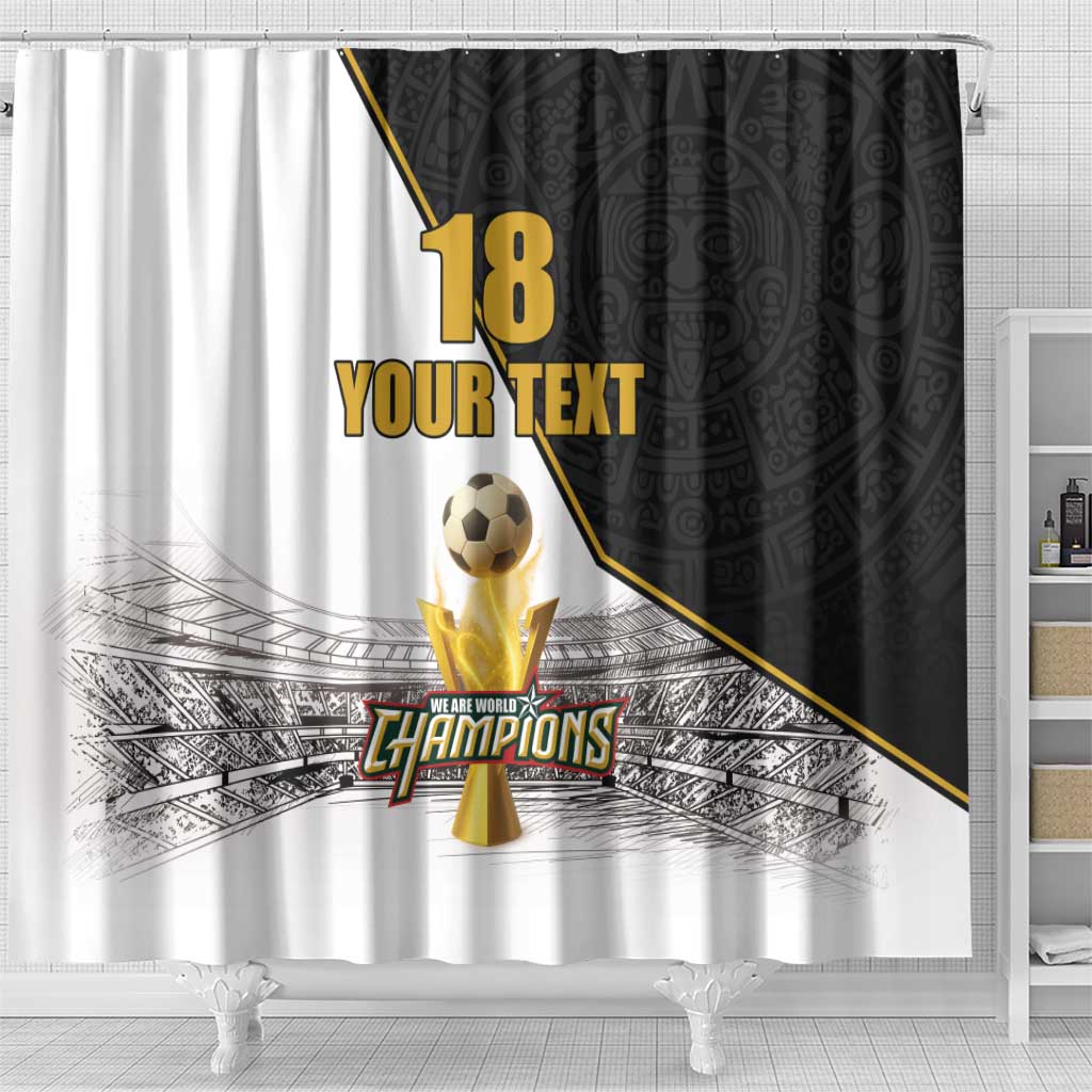 Custom Mexico Football Champion Shower Curtain Aztec Pattern - Wonder Print Shop
