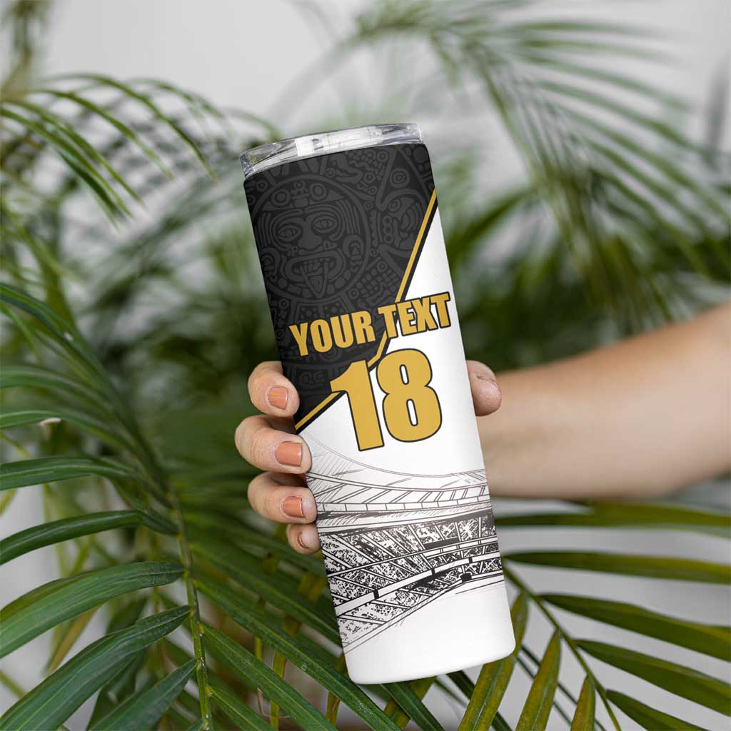 Custom Mexico Football Champion Skinny Tumbler Aztec Pattern - Wonder Print Shop