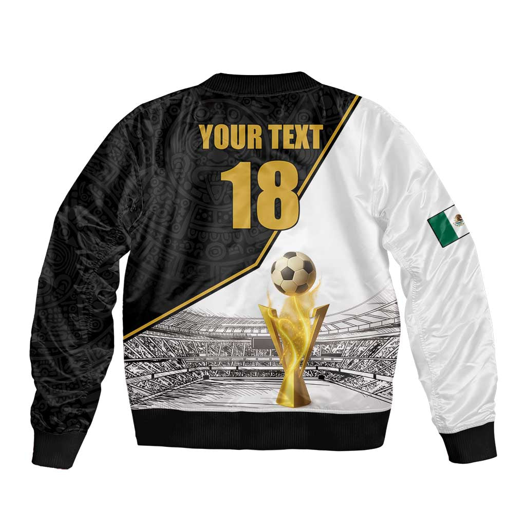 Custom Mexico Football Champion Sleeve Zip Bomber Jacket Aztec Pattern - Wonder Print Shop