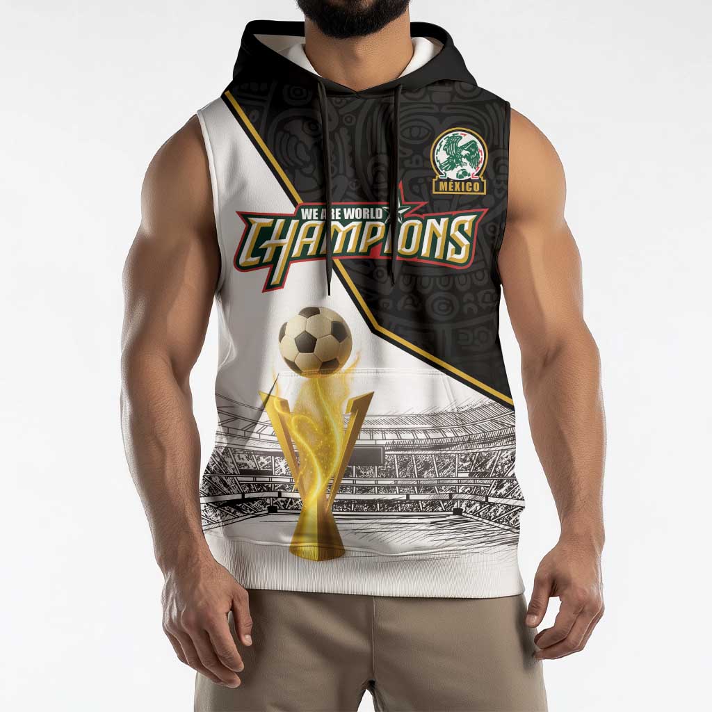 Custom Mexico Football Champion Sleeveless Hoodie Aztec Pattern - Wonder Print Shop