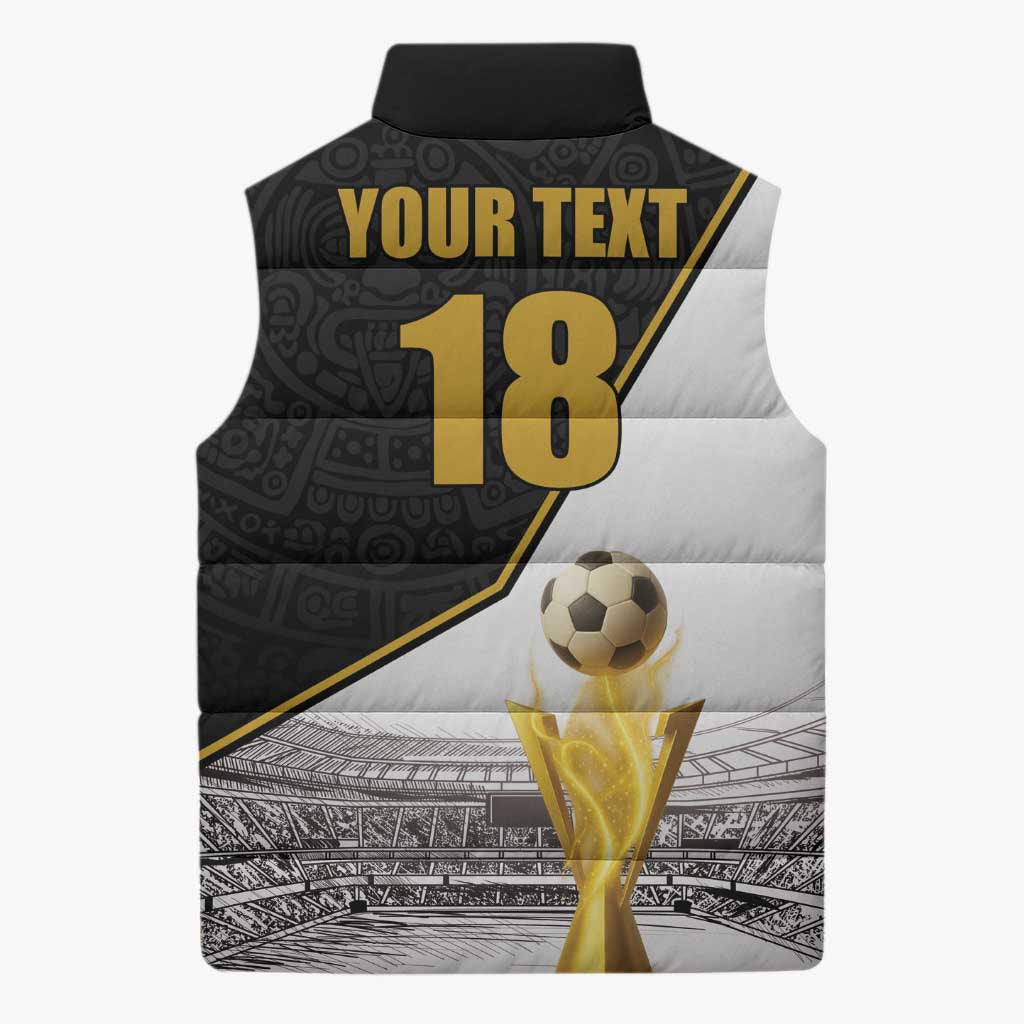 Custom Mexico Football Champion Sleeveless Puffer Jacket Aztec Pattern - Wonder Print Shop