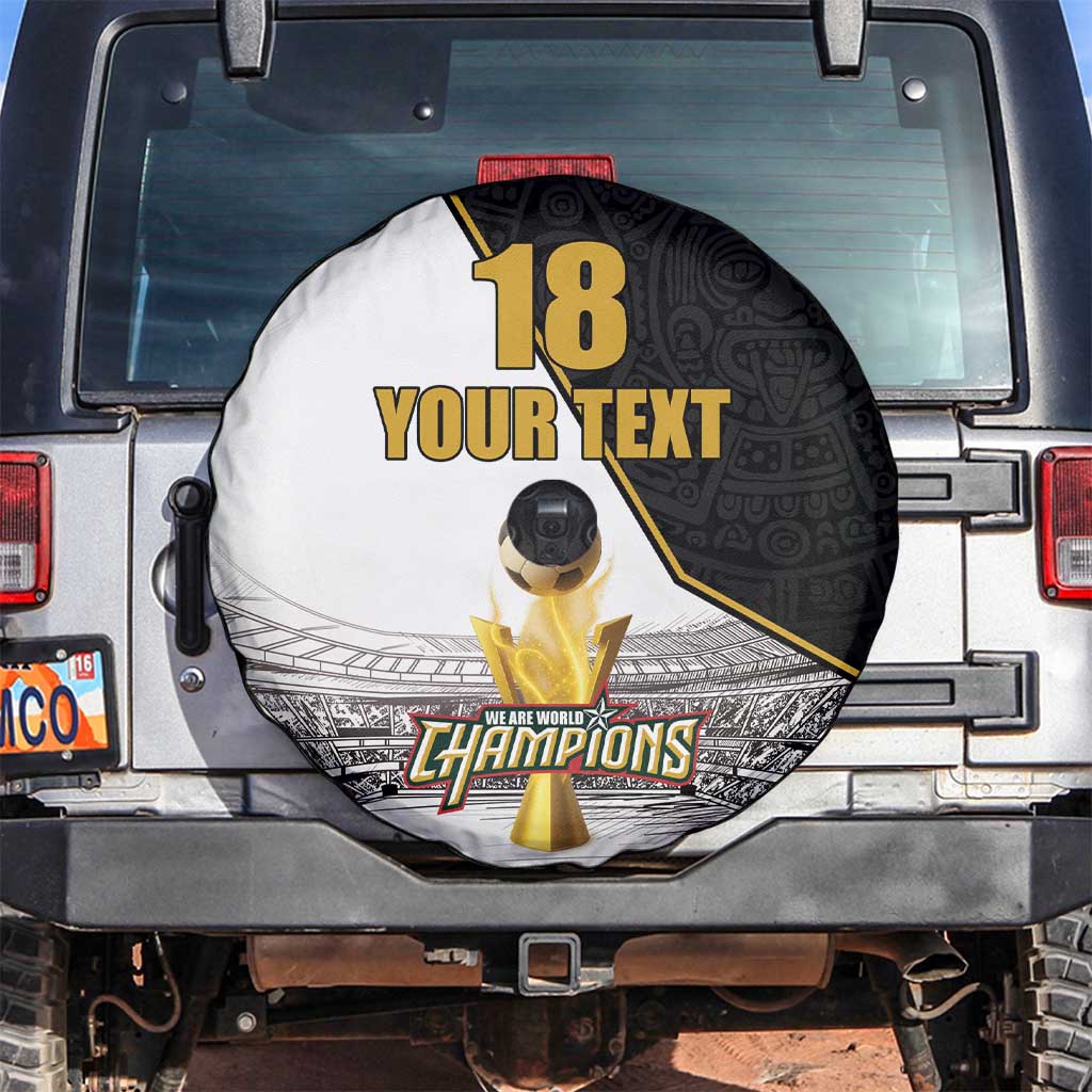 Custom Mexico Football Champion Spare Tire Cover Aztec Pattern - Wonder Print Shop