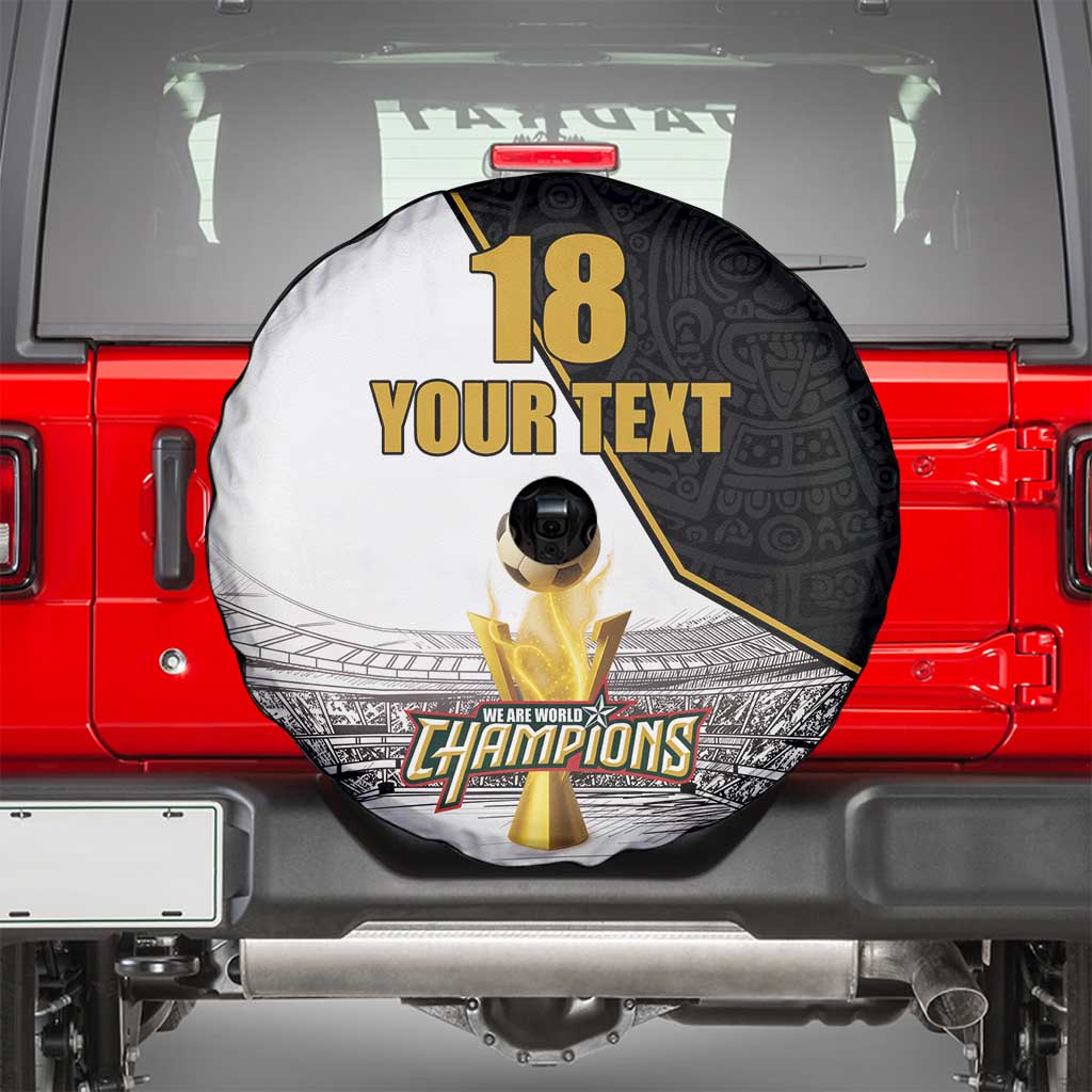 Custom Mexico Football Champion Spare Tire Cover Aztec Pattern - Wonder Print Shop