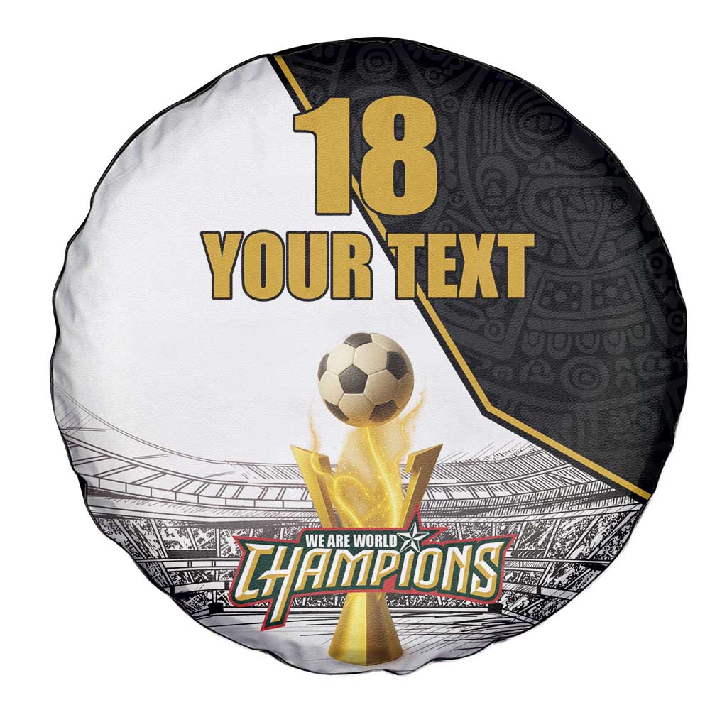 Custom Mexico Football Champion Spare Tire Cover Aztec Pattern - Wonder Print Shop