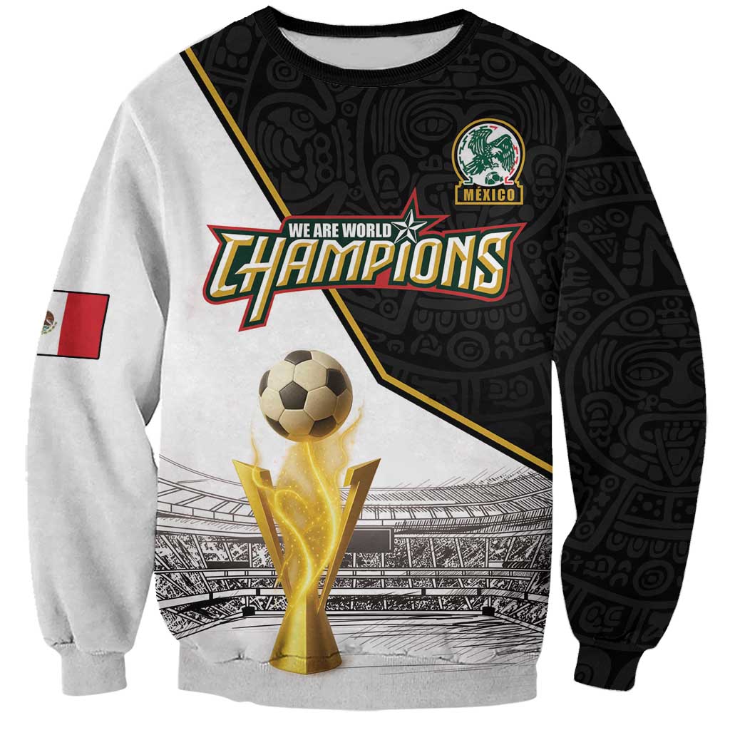 Custom Mexico Football Champion Sweatshirt Aztec Pattern - Wonder Print Shop