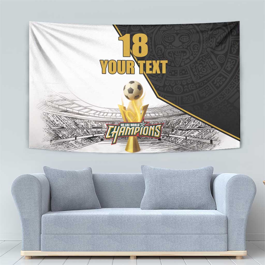 Custom Mexico Football Champion Tapestry Aztec Pattern - Wonder Print Shop