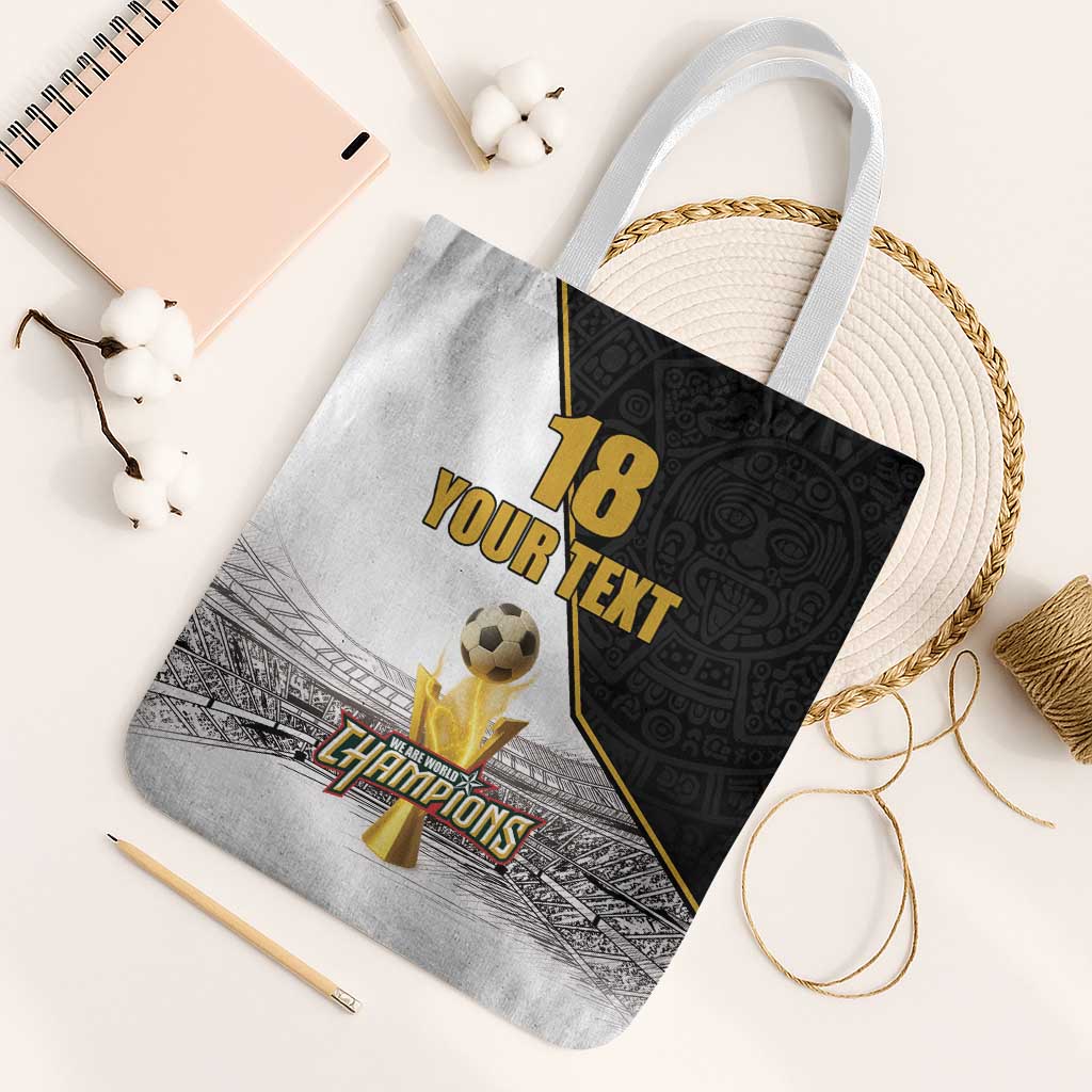 Custom Mexico Football Champion Tote Bag Aztec Pattern - Wonder Print Shop
