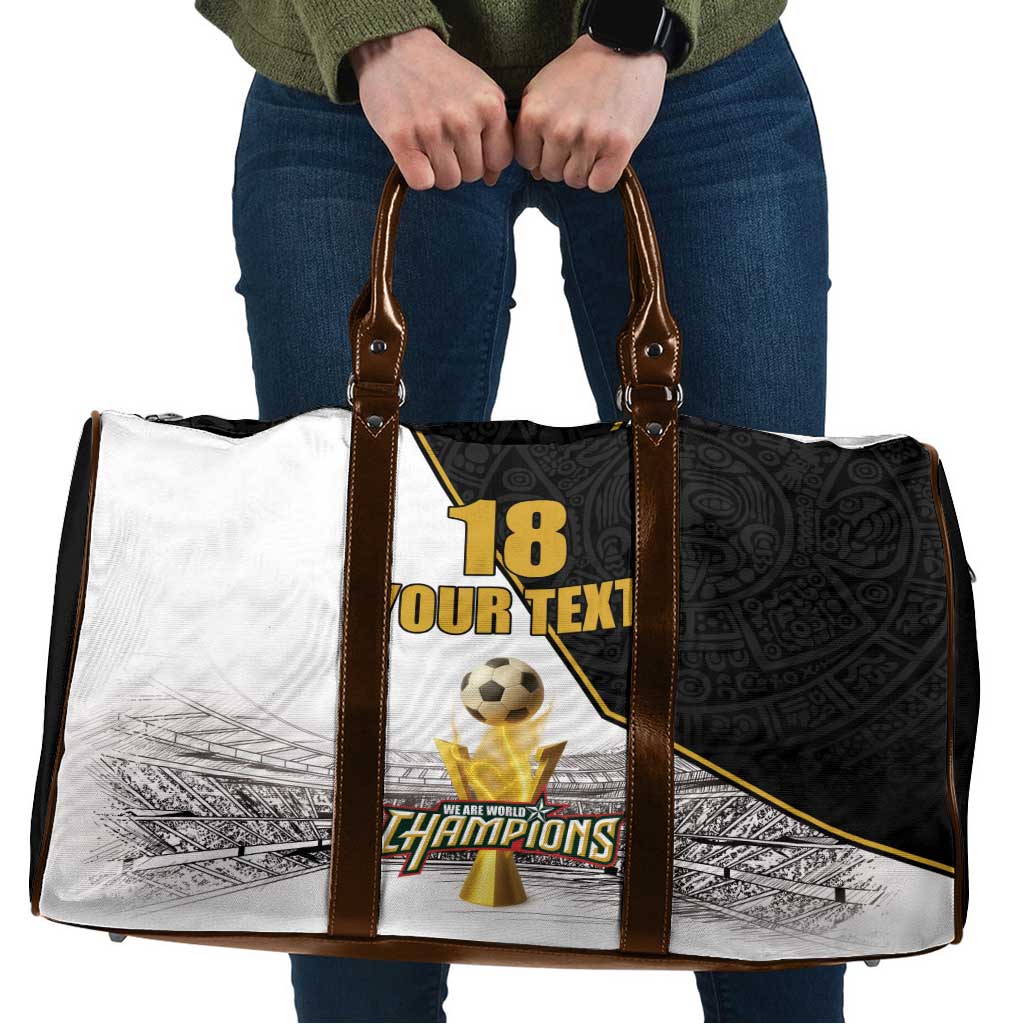 Custom Mexico Football Champion Travel Bag Aztec Pattern - Wonder Print Shop
