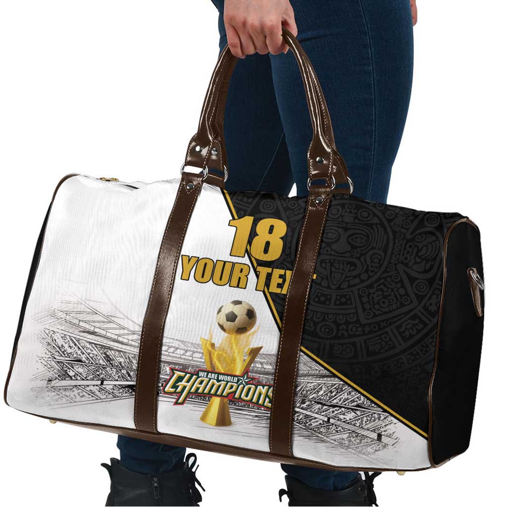 Custom Mexico Football Champion Travel Bag Aztec Pattern - Wonder Print Shop