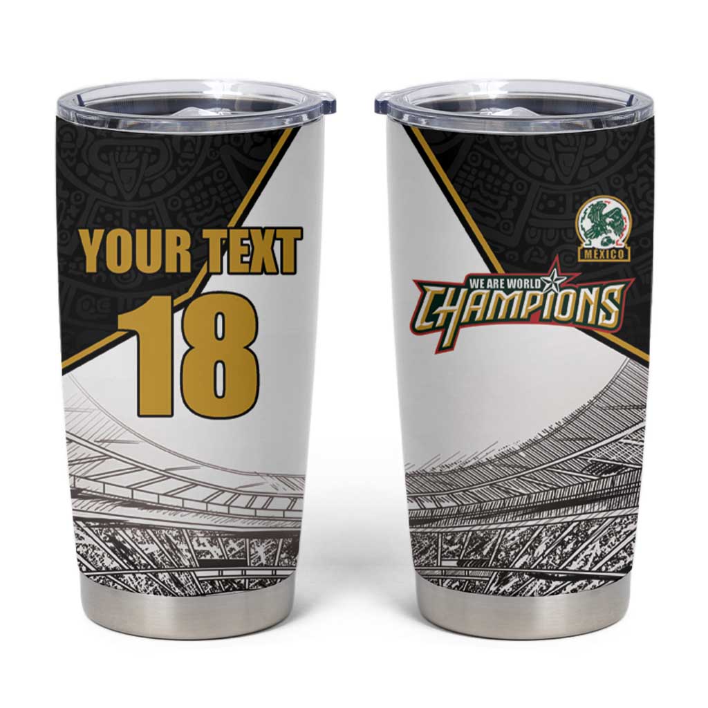 Custom Mexico Football Champion Tumbler Cup Aztec Pattern - Wonder Print Shop
