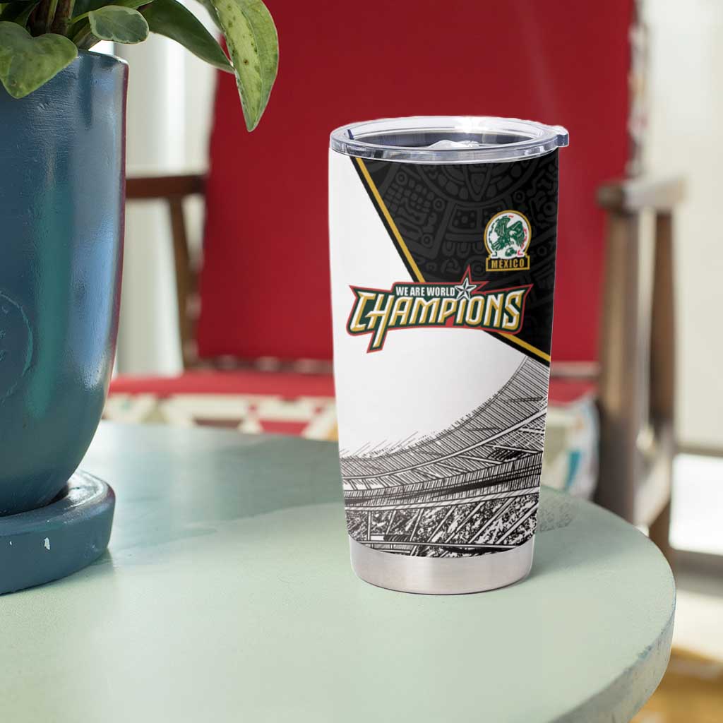 Custom Mexico Football Champion Tumbler Cup Aztec Pattern - Wonder Print Shop