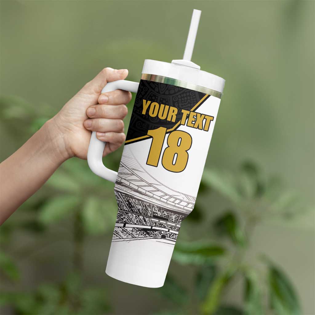 Custom Mexico Football Champion Tumbler With Handle Aztec Pattern - Wonder Print Shop