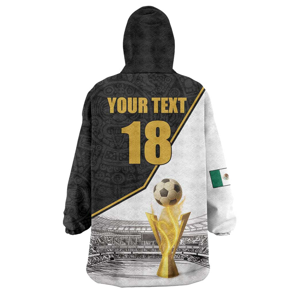 Custom Mexico Football Champion Wearable Blanket Hoodie Aztec Pattern - Wonder Print Shop