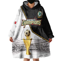 Custom Mexico Football Champion Wearable Blanket Hoodie Aztec Pattern - Wonder Print Shop