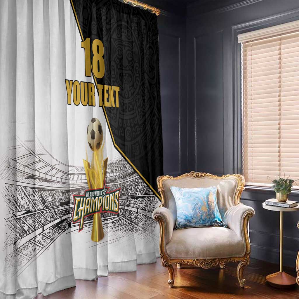 Custom Mexico Football Champion Window Curtain Aztec Pattern - Wonder Print Shop