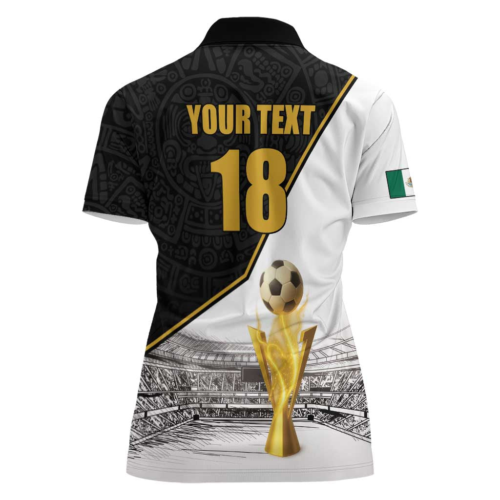 Custom Mexico Football Champion Women Polo Shirt Aztec Pattern - Wonder Print Shop