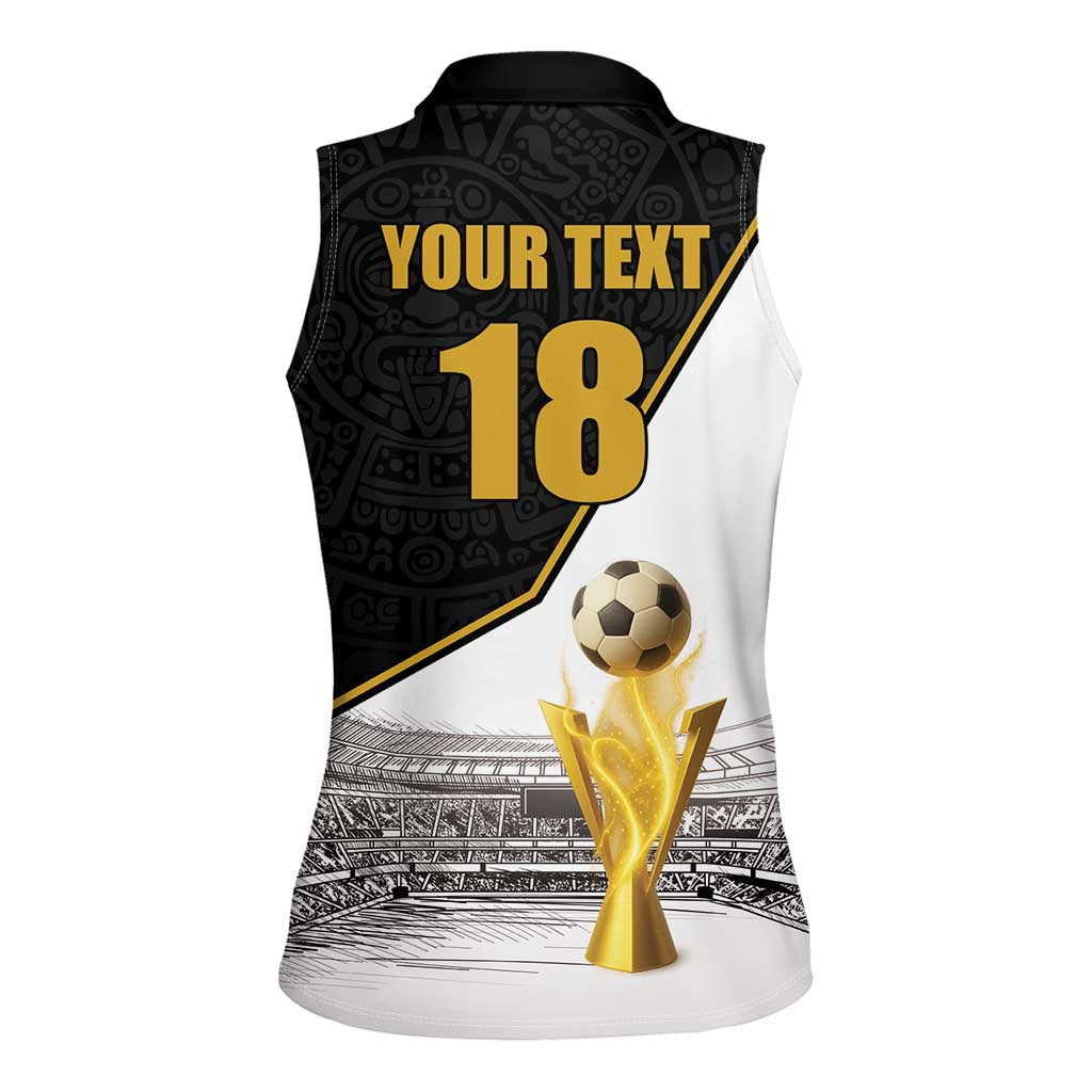 Custom Mexico Football Champion Women Sleeveless Polo Shirt Aztec Pattern - Wonder Print Shop