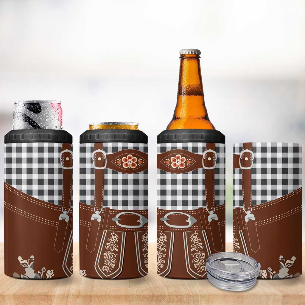 Oktoberfest Lederhosen Costume 4 in 1 Can Cooler Tumbler German Beer Festival - Wonder Print Shop