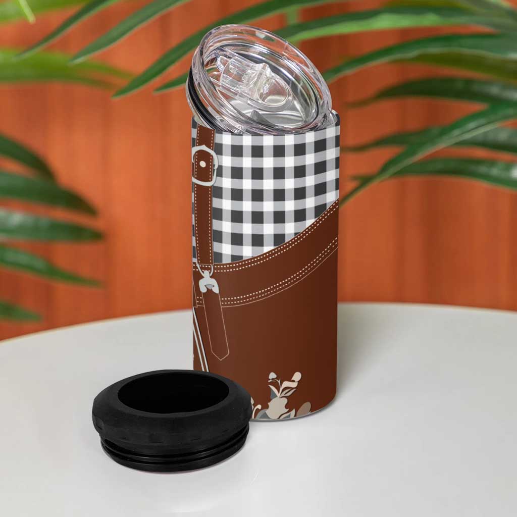 Oktoberfest Lederhosen Costume 4 in 1 Can Cooler Tumbler German Beer Festival - Wonder Print Shop